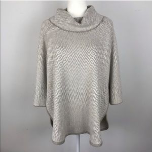 Ann Taylor Loft Cowl Neck Herringbone Poncho Tunic